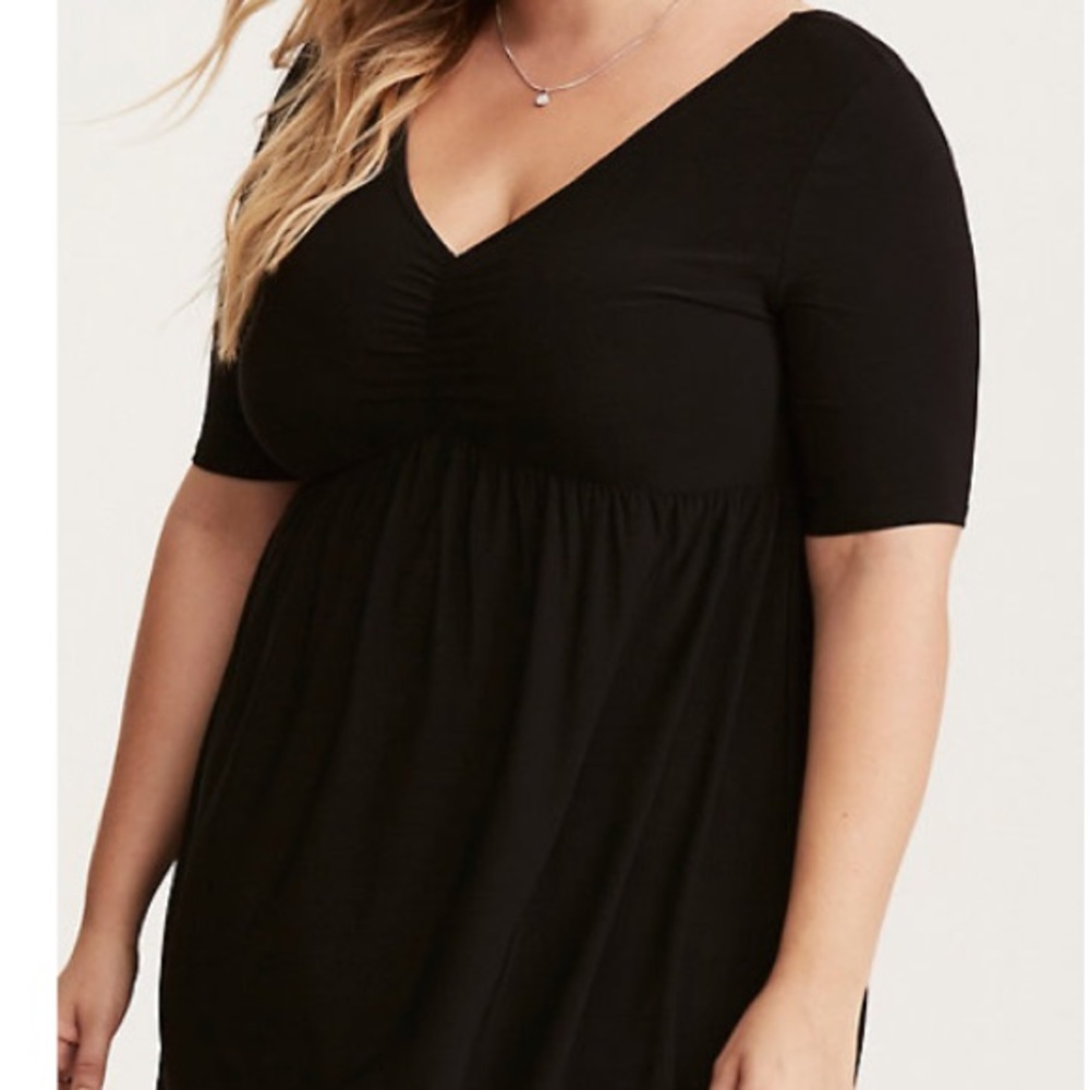 Torrid Stretchy Black Half Sleeve Babydoll Top